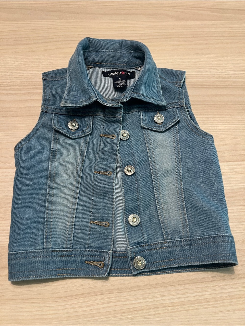 Limited Too Blue Denim Vest with Button Front